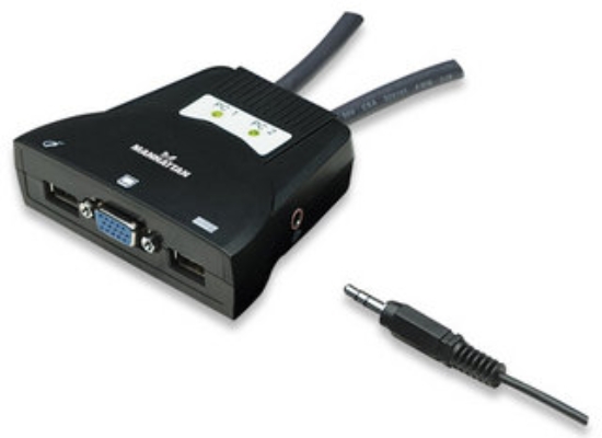 Imagen de MUX KVM Mini USB 2:1 con Cables+Audio