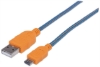 Imagen de *Cable USB V2 A-Micro B, Blister Textil 1.0M Naranja/Azul