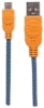 Imagen de *Cable USB V2 A-Micro B, Blister Textil 1.0M Naranja/Azul