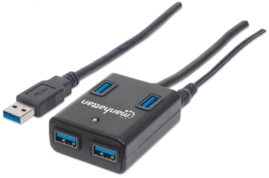 Imagen de HUB USB-A V3.0  4 Ptos A, CON fuente, Negro