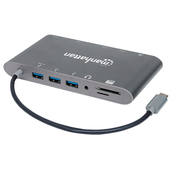 Imagen de Docking USB-C 11 ptos, HDMI/Mini DP/VGA, USB-C PD/3xUSBv3.2,  Red/Audio/SD/micro SD
