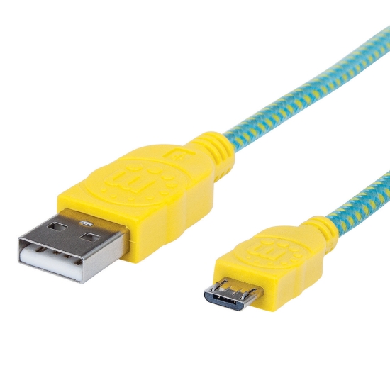 Imagen de Cable USB V2 A-Micro B, Bolsa Textil 1.0M Amarillo/Verde