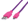 Imagen de Cable USB V2 A-Micro B, Bolsa Textil 1.8M Rosa/Morado
