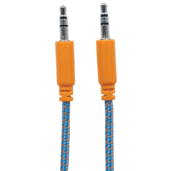 Imagen de Cable Audio Estereo 3.5mm M-M 1.0M Textil Azul/Naranja
