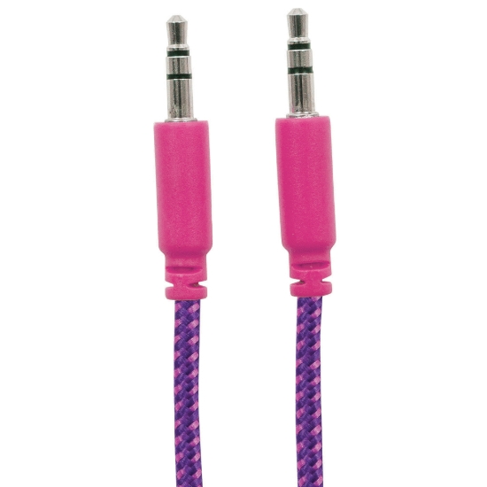 Imagen de Cable Audio Estereo 3.5mm M-M 1.0M Textil Morado/Rosa