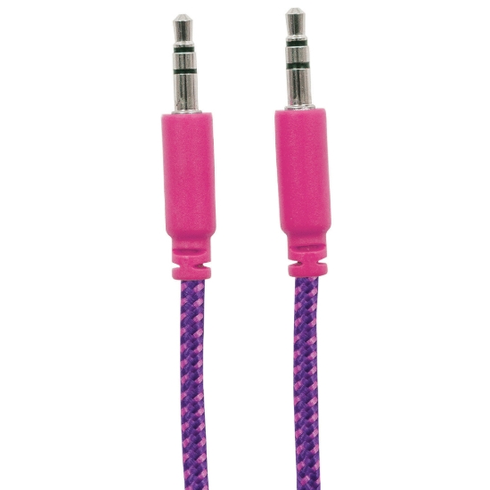 Imagen de Cable Audio Estereo 3.5mm M-M 1.8M Textil Morado/Rosa