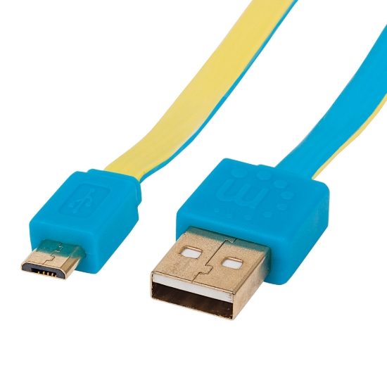 Imagen de Cable USB V2 A-Micro B, Blister PLANO 1.8M Azul/Amarillo