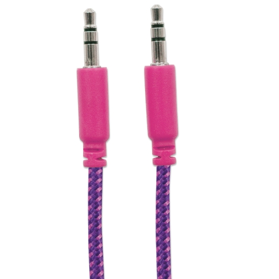 Imagen de Cable Audio Estereo 3.5mm M-M 1.0M Textil Rosa/Morado BL