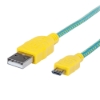 Imagen de Cable USB V2 A-Micro B, Bolsa Textil 1.0M Amarillo/Verde