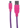 Imagen de Cable USB V2 A-Micro B, Bolsa Textil 1.8M Rosa/Morado