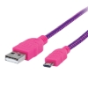 Imagen de Cable USB V2 A-Micro B, Bolsa Textil 1.8M Rosa/Morado