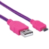 Imagen de Cable USB V2 A-Micro B, Bolsa Textil 1.0M Rosa/Morado