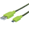Imagen de Cable USB V2 A-Micro B, Blister Textil 1.0M Negro/Verde