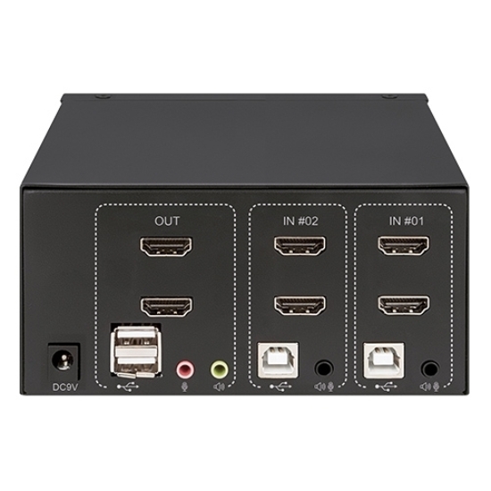 Imagen de MUX KVM HDMI Doble Monitor 2:1,  4K@30Mhz USB2.0 Audio