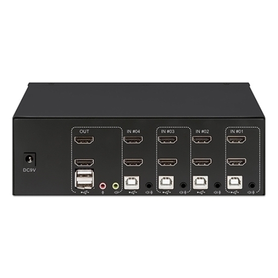 Imagen de MUX KVM HMDI Doble Monitor 4:1, 4K@30Mhz USB2.0 USB 2.0