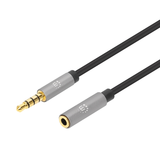 Imagen de Cable Audio Estereo 3.5mm Exten. M-H 1.0M Negro/Aluminio Plateado