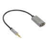 Imagen de Adaptador Audio 3.5mm TRRS 1 M a 2 H, 20cm, Divide Audio para Audifono y Mic, Negro