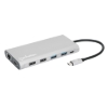 Imagen de Docking USB-C 12 ptos, HDMIx3, USB-C PD/USB-C/2xUSBv3.2/2xUSBv2.0, Red/SD/micro SD