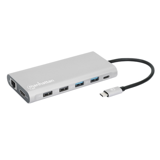 Imagen de Docking USB-C 12 ptos, HDMIx3, USB-C PD/USB-C/2xUSBv3.2/2xUSBv2.0, Red/SD/micro SD