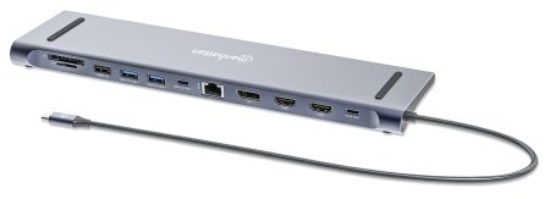 Imagen de Docking USB-C 12 ptos, HDMIx2/DP,  USB-C PD/USB-Ax3, RJ45, SD, Audio