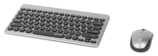Imagen de Teclado y Mouse Optico Inalambrico Negro & Plata Mini Combo