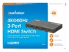 Imagen de Switch HDMI 4K@60Hz, 3 entradas compacto negro