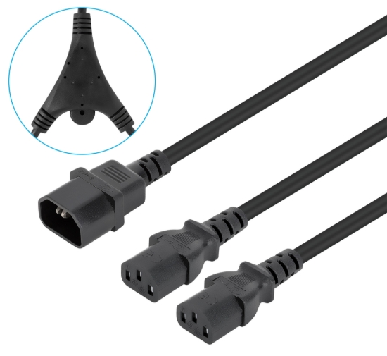 Imagen de Cable de corriente en Y, 1xC14 a 2xC13,1.8m