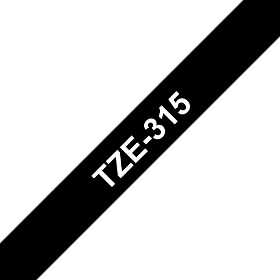 Imagen de BROTHER MOBILE, ORDER IN INCREMENTS OF 6, P-TOUCH, STANDARD LAMINATED TAPES, 1/4IN X 26.2FT WHITE ON BLACK