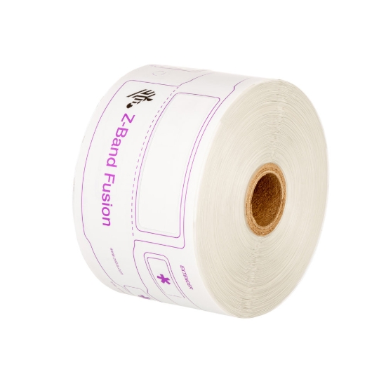 Imagen de ZEBRA, CONSUMABLES, Z-BAND FUSION POLYPROPYLENE/POLYESTER WRISTBAND, DIRECT THERMAL, 9.25", 3" CORE, 8" OD, PERFORATED, 3" SHEET WIDTH, 2.75" X 0.875" IMAGE AREA, 500 WRISTBANDS PER ROLL, 2 ROLLS PER