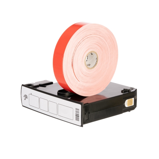 Imagen de ZEBRA, CONSUMABLES, RED HC100 AND ZD510 Z-BAND SPLASH POLYPROPYLENE WRISTBAND CARTRIDGE, DIRECT THERMAL, 1" X 10", PERFORATED, 350 WRISTBANDS PER CARTRIDGE, 6 CARTRIDGES PER CASE, PRICED PER CASE