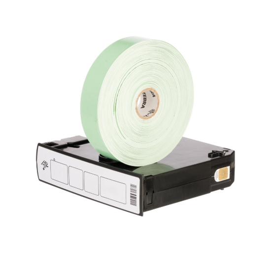 Imagen de ZEBRA, CONSUMABLES, GREEN HC100 AND ZD510 Z-BAND FUN POLYPROPYLENE WRISTBAND CARTRIDGE, DIRECT THERMAL, 1" X 10", PERFORATED, 350 WRISTBANDS PER CARTRIDGE, 6 CARTRIDGES PER CASE, PRICED PER CASE
