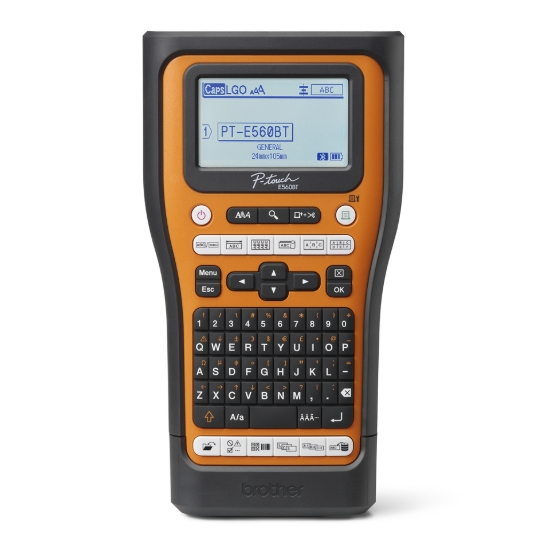 Imagen de PT-E560BT WIRELESS INDUSTRIAL HANDHELD LABELING TOOL W/ USB-C & BLUETOOTH CONNECTIVITY, AUTO FULL/HALF CUTTER, HAND-STRAP, LI-ION BATTERY AND CASE