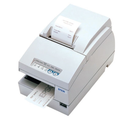 Imagen de EPSON, TM-U675, DOT MATRIX RECEIPT, SLIP & VALIDATION PRINTER, USB (NO DM, NO HUB), EPSON DARK GRAY, MICR, AUTOCUTTER, ROHS, REQUIRES POWER SUPPLY