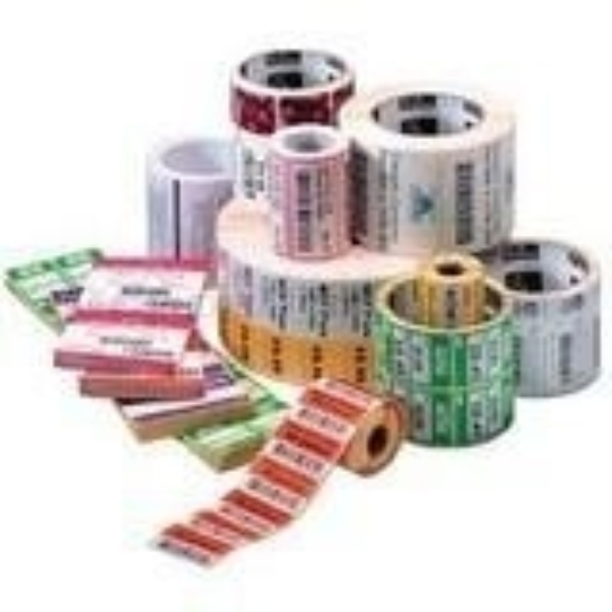 Imagen de ZEBRA, CUSTOM, CALL FOR QUOTE, NCNR, CONSUMABLES, 4"X 3" Z-PERFORM 2000T, TT COATED PAPER LABEL, FLOODCOAT COLOR RED(PMS 185), PERF,1840 LPR, 4 RPC, PRICED PER ROLL