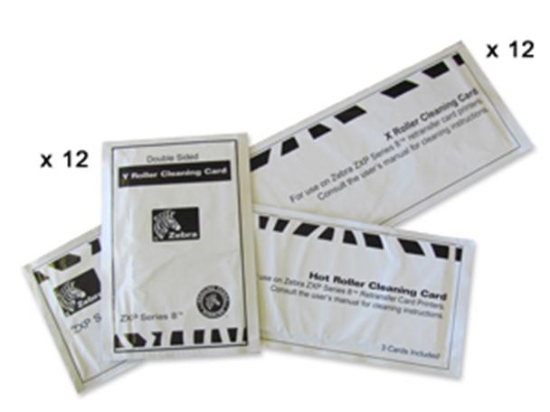 Imagen de ZEBRACARD, ZXP SERIES 8 PRINT STATION CLEANING KIT (INCLUDES 12- X & Y ROLLER CLEANING CARDS & 3-HOT ROLLER CLEANING CARDS), ENOUGH FOR 60,000 PRINTS
