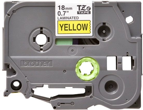 Imagen de 3/4IN X 26.2FT (18MM X 8M) BLACK ON YELLOW STANDARD ADHESIVE LAMINATED TAPE