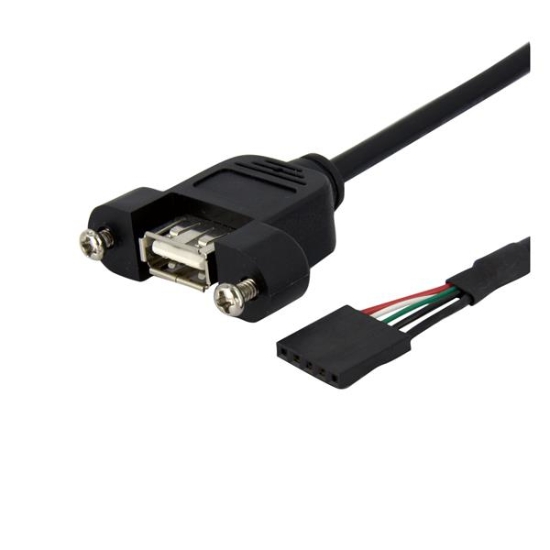 Imagen de StarTech.com Cable de 30cm USB 2.0 de Montaje en Panel Conexión a Placa Base - Hembra USB A de Alta Velocidad Hi Speed - Extensor - Negro - Cable USB interno a externo - USB (H) a conector USB 2.0 de 