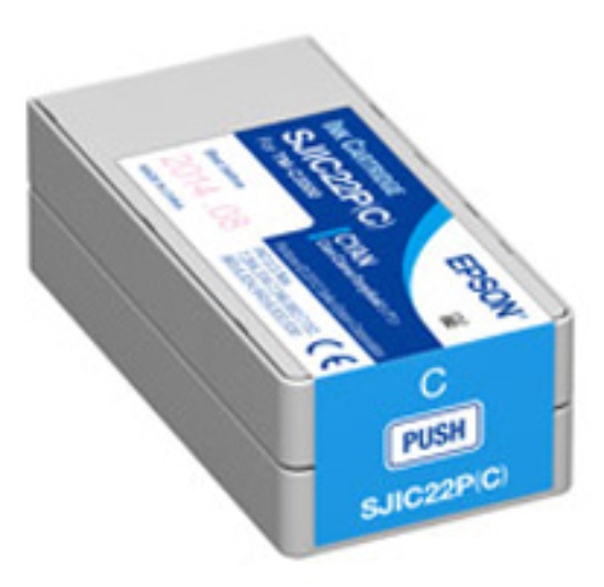 Imagen de EPSON, TM-C3500, CONSUMABLES, SJIC22P (C), CYAN INK CARTRIDGE FOR COLORWORKS TM-C3500