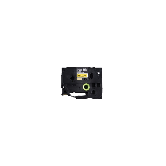 Imagen de BROTHER MOBILE, HGE HIGH GRADE STD ADHESIVE TAPES, 5 PACK, 0.94 IN X 26.2 FT (24MM X 8M), BLACK INK ON YELLOW LABEL (WARNING: CANCER RISK FROM EXPOSURE TO BISPHENOL S (BPS)
