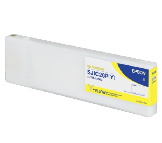 Imagen de EPSON, TM-C7500, CONSUMABLES, SJIC26P (Y), YELLOW INK CARTRIDGE FOR COLORWORKS TM-C7500