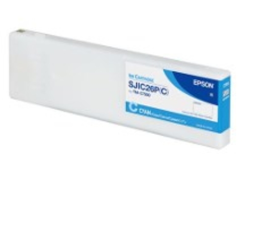 Imagen de EPSON, TM-C7500, CONSUMABLES, SJIC26P (C), CYAN INK CARTRIDGE FOR COLORWORKS TM-C7500