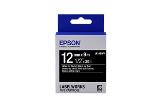 Imagen de EPSON, LABELWORKS STANDARD TAPE LK-4BWV WHITE/BLACK 12MM  ( DISPONIBILIDAD LIMITADA)