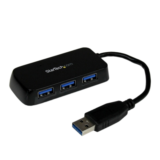 Imagen de StarTech.com Adaptador Concentrador Hub Ladrón USB 3.0 Super Speed 4 Puertos Salidas Portátil para Ordenador Portátil - Negro (ST4300MINU3B) - Hub - 4 x SuperSpeed USB 3.0 - sobremesa - para P/N: FCRE