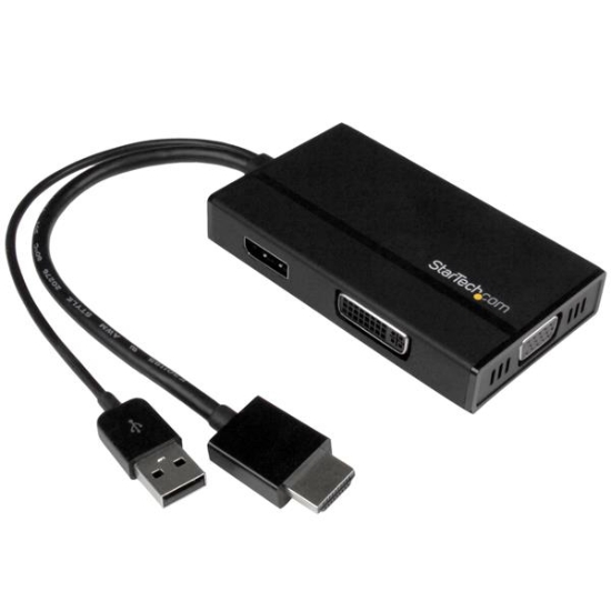 Imagen de StarTech.com Adaptador de Viajes A/V 3-en-1 HDMI a DisplayPort, VGA o DVI - 1920x1200 - Conversor de Vídeo - Vídeo conversor - HDMI - DVI, DisplayPort, VGA - para P/N: DKT30CSDHPD3, SV211HDUC, SV221HU