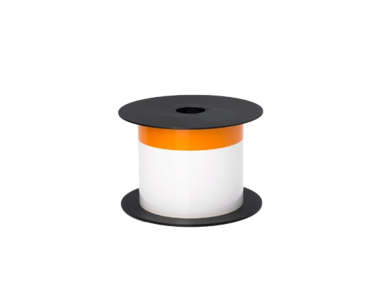 Imagen de BROTHER MOBILE, 3"X5" TT ANSI/OSHA BLANK 3/4" ORANGE HEADER WHITE VINYL LABEL (USE BMSLPR03XX RIBBONS),3MIL,5+YRS,5"OD/1"CORE,200LBLS/ROLL,1ROLL/UNIT (WARNING: CANCER RISK FROM EXPOSURE TO BISPHENOL S