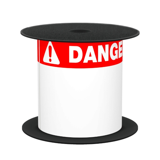 Imagen de BROTHER MOBILE, 4"X6" TT ANSI/OSHA DANGER 1-1/8" RED HEADER WHITE VINYL LABEL (USE BMSLPR03XX RIBBONS),3MIL,5+YRS,5"OD/1"CORE,200LBLS/ROLL,1ROLL/UNIT (WARNING: CANCER RISK FROM EXPOSURE TO BISPHENOL S