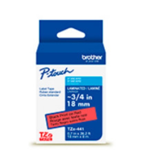 Imagen de BROTHER MOBILE, P-TOUCH, STANDARD LAMINATED TAPES, 3/4IN X 26.2FT BLACK ON RED
