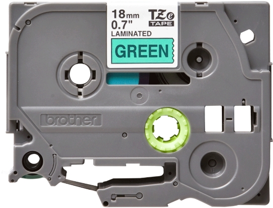 Imagen de BROTHER MOBILE, P-TOUCH, STANDARD LAMINATED TAPES, 3/4IN X 26.2FT BLACK ON GREEN