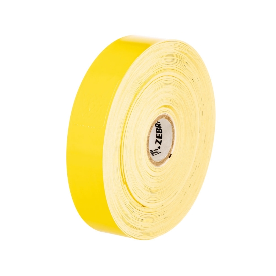 Imagen de ZEBRA, CONSUMABLES, YELLOW Z-BAND FUN POLYPROPYLENE WRISTBAND, DIRECT THERMAL, 25.4 X 254MM, 1" X 10", 1" CORE, 5" OD, PERFORATED, 350 WRISTBANDS PER ROLL, 4 ROLLS PER CASE, PRICED PER CASE