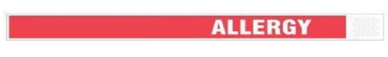 Imagen de ZEBRA AIT, WRISTBAND, TYVEK, 1X10IN (25.4X254MM); ALERT WRISTBAND, ADHESIVE CLOSURE, RED-ALLERGY, 1000/BOX